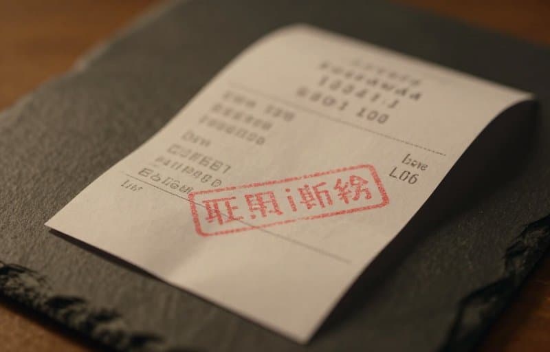 A crumpled paper receipt on a dark surface with a faint red stamp pressed across it, standing in for a refunded transaction that StoreKit 2 marks with a revocation date